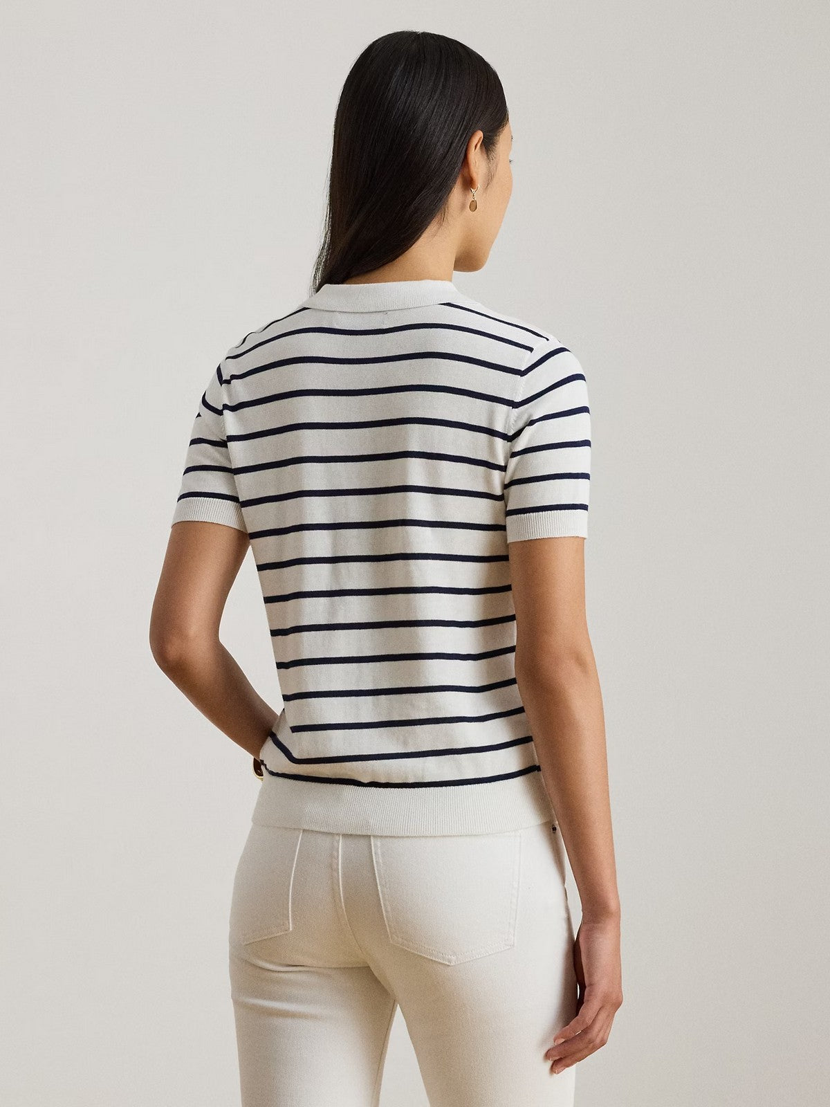 LAUREN RALPH LAUREN Polo de Mujer NATRISSA-MANGA CORTA-PULLOVER 200P03506 001 BLANCO/MARINO REFINADO