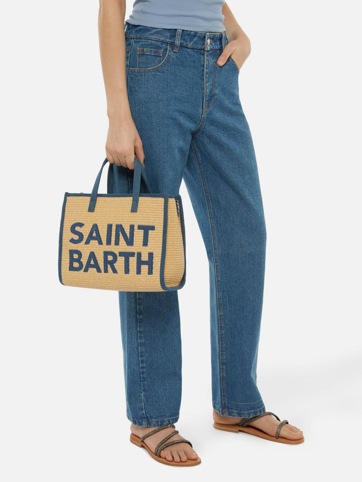 MC2 SAINT BARTH Borsa Donna VIVIAN MID STRAW 00438L 11 PATCH DENIM