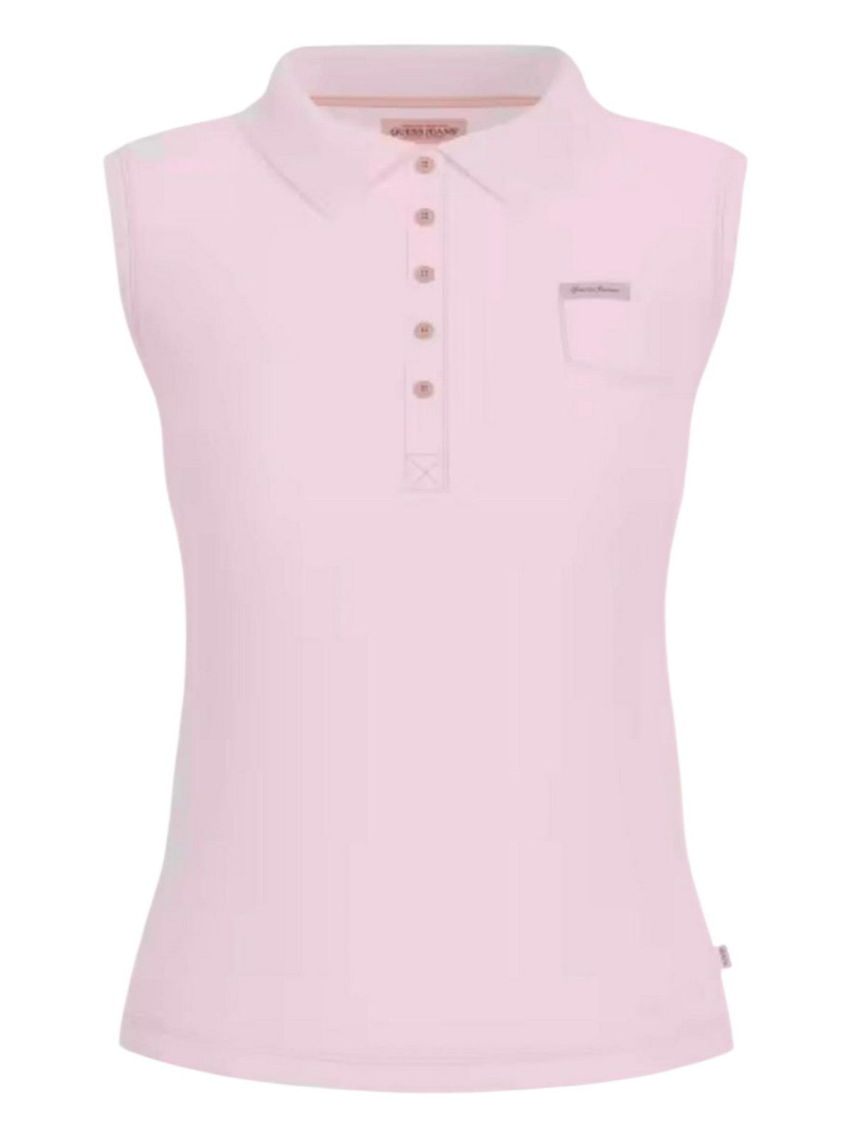 GUESS T-shirt Donna GJ SLEEVELESS COLLAR SLIM PKT W5GP24 KCYR1 G6R4 BLUSH COTTON gioboutiqueweb