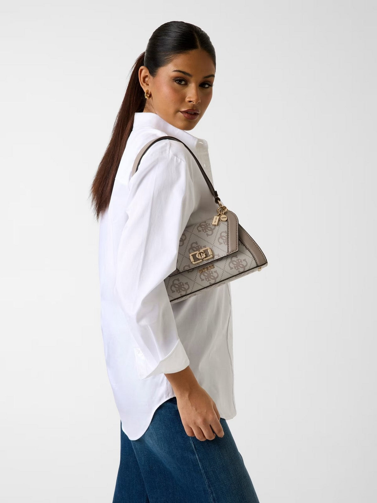 GUESS Borsa Donna KARNILLA LOGO FLAP SHLDR BAG HWOS99 01190 DKO DARK TAUPE LOGO