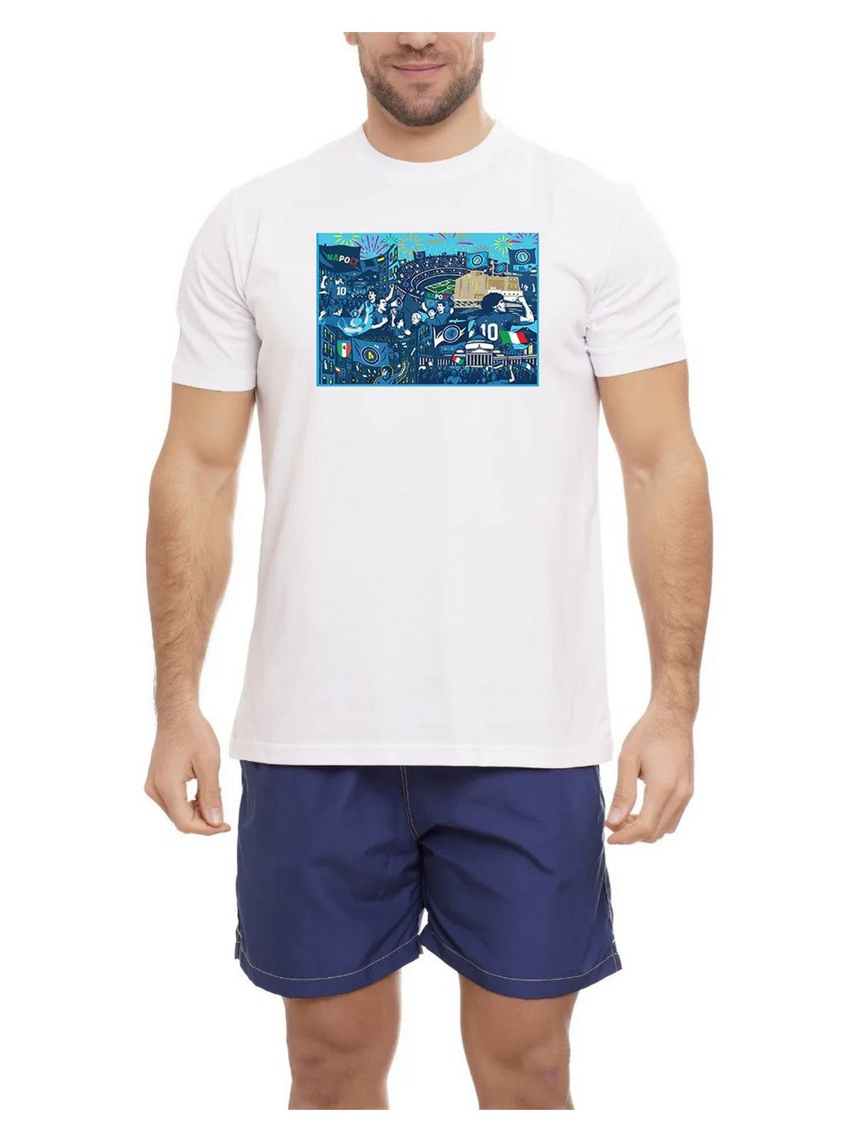 MOVE be different T-shirt Uomo T-SHIRT NAPOLI 05 DIEGO BIANCO