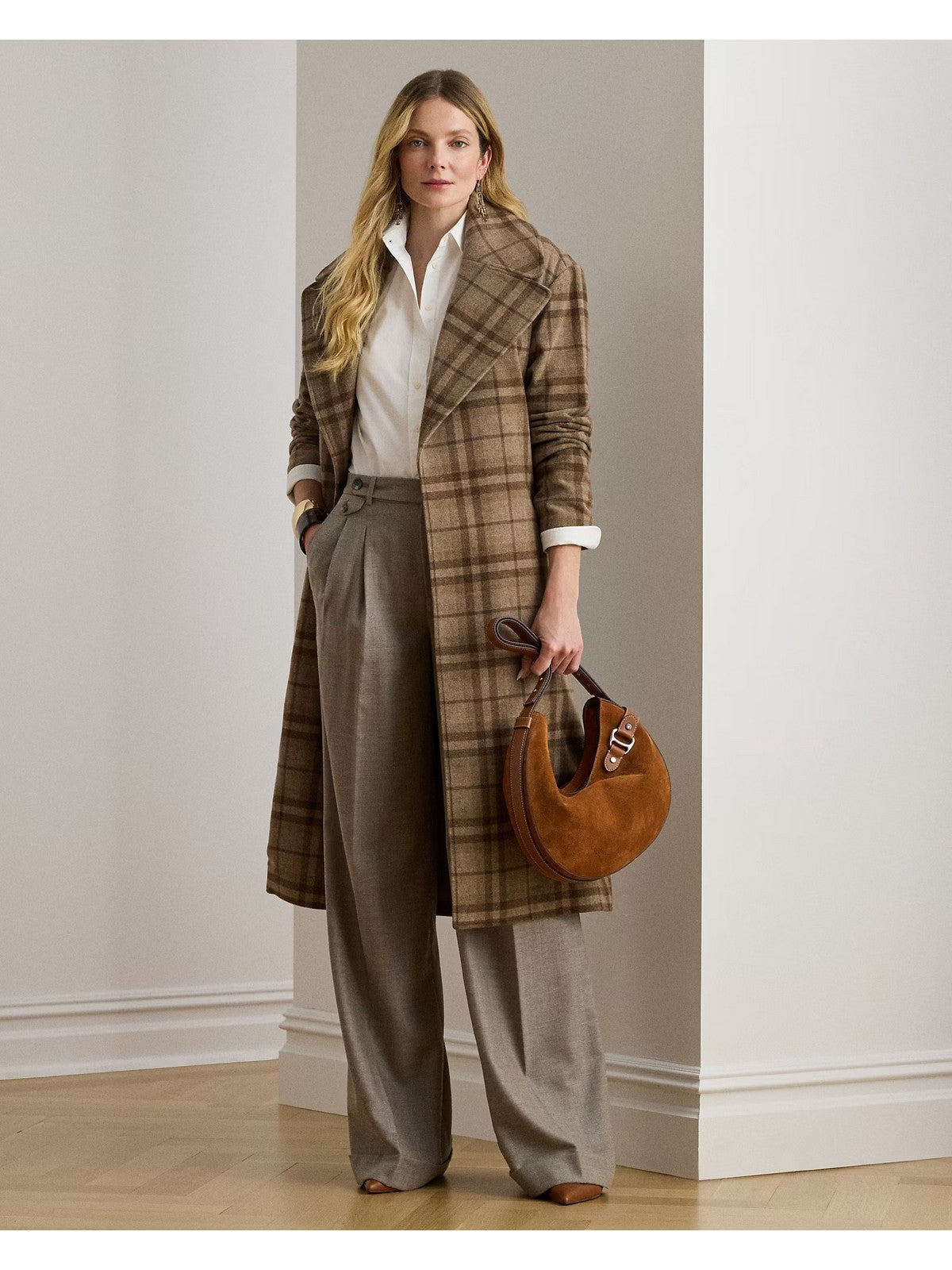 LAUREN RALPH LAUREN Pantalone Donna WILVA-FULL LENGTH-PLEATED 200979826 001 TAUPE/GREY MULTI