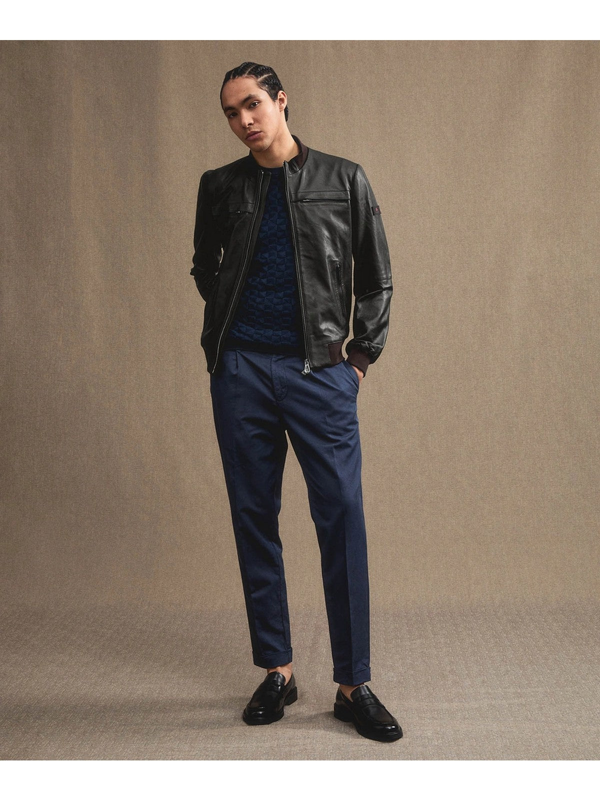 PEUTEREY Giubbino Uomo SANDS LEATHER PE 06 PEU5032 99011856 961 Marrone gioboutiqueweb