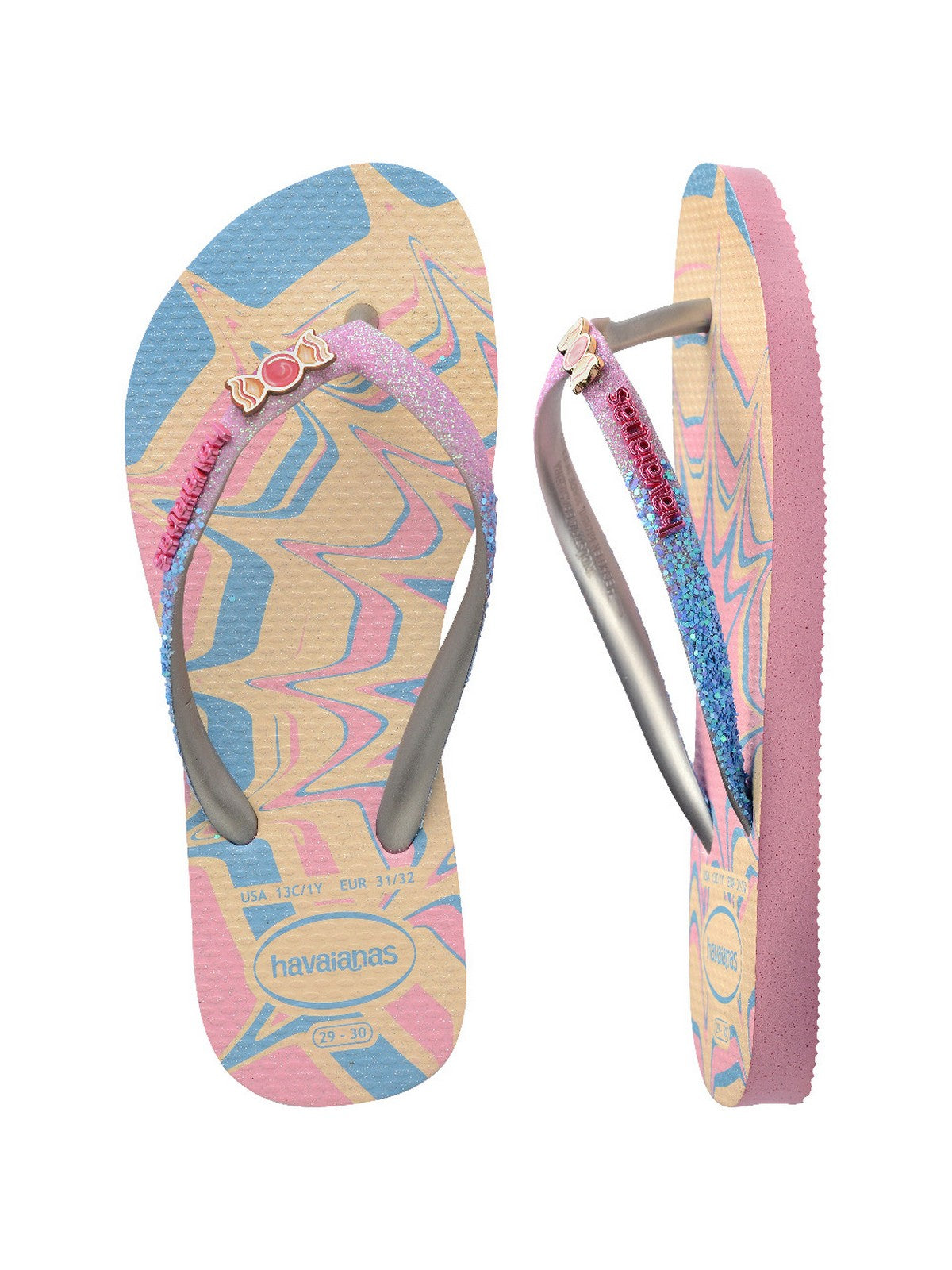 HAVAIANAS Infradito Bambine e ragazze Hav. Kids slim glitter trendy 4146976.9321 Rosa gioboutiqueweb