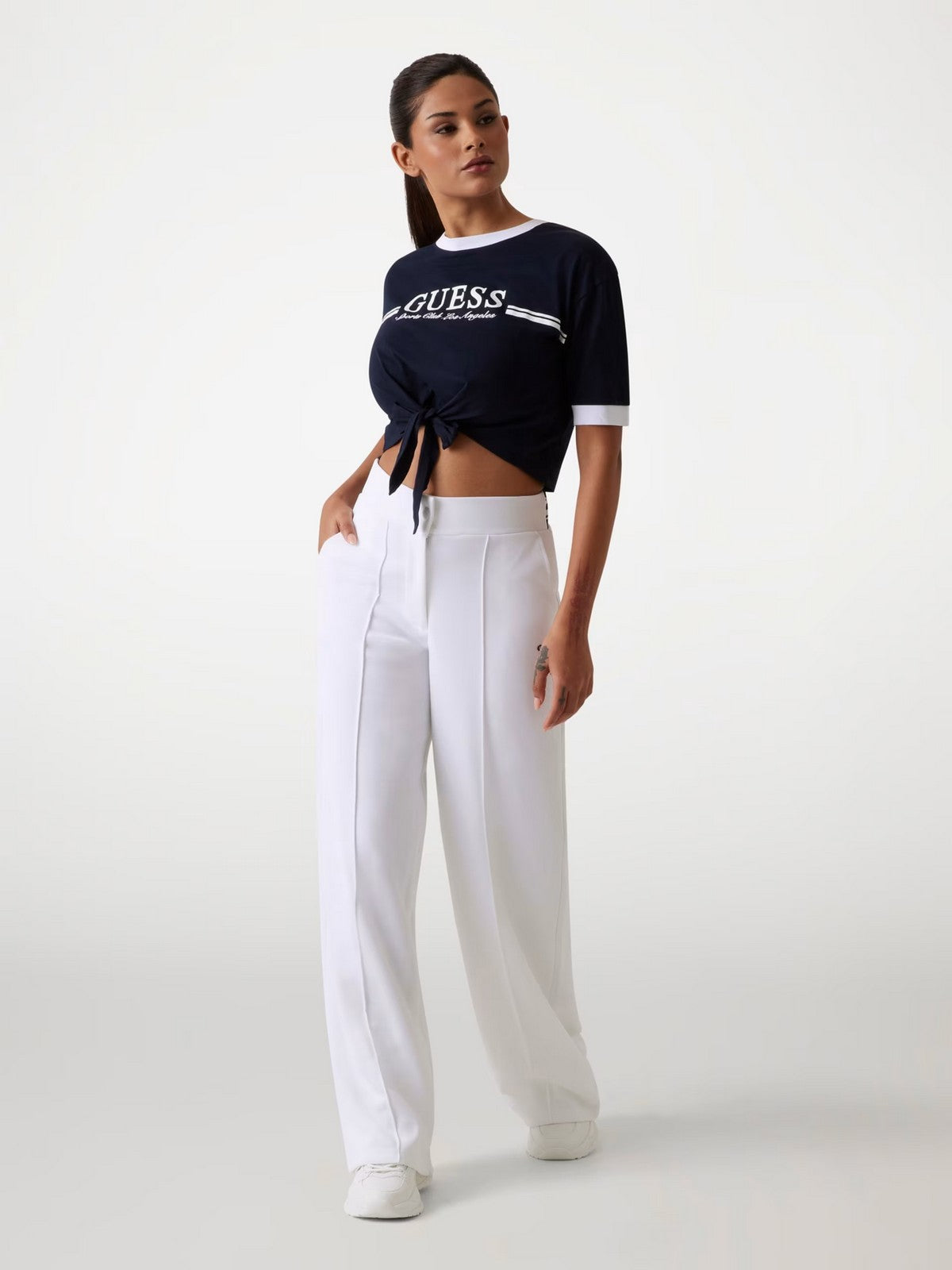 GUESS SPORT T-shirt Donna KNOT T-SHIRT V5GI05 I3Z14 A71W Blu gioboutiqueweb