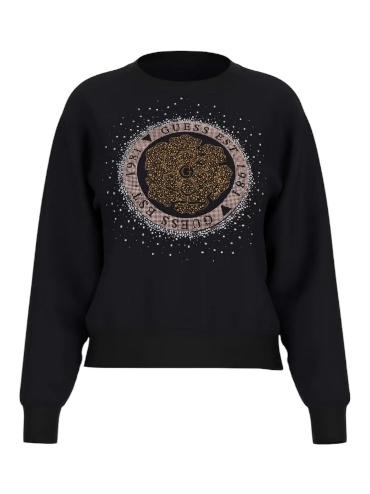 GUESS Felpa Donna CN PEONY LOGO FLEECE W5RQ05 K7EX1 JBLK Nero gioboutiqueweb