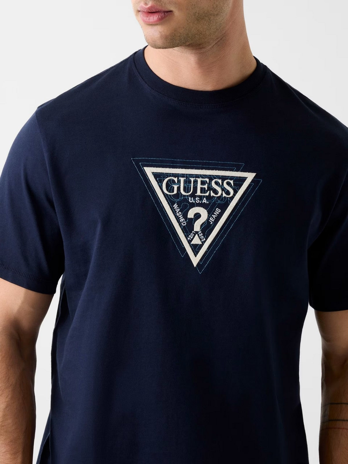 GUESS T-shirt Uomo SS CN TERRY LOGO TEE M6RI23 K8FQ4 G7V2 SMART BLUE