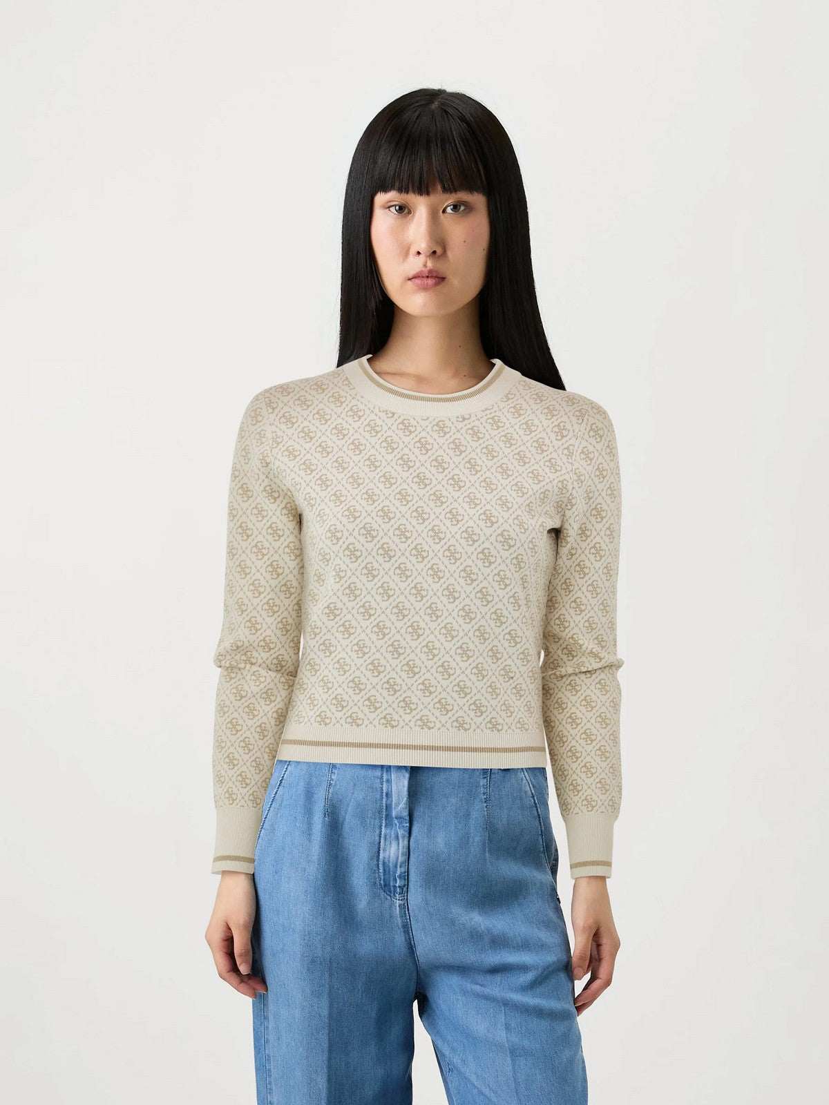 Guess Maglione Donna Lise 4G CN LS SWTR W4BR21 Z37K0 FN3J white