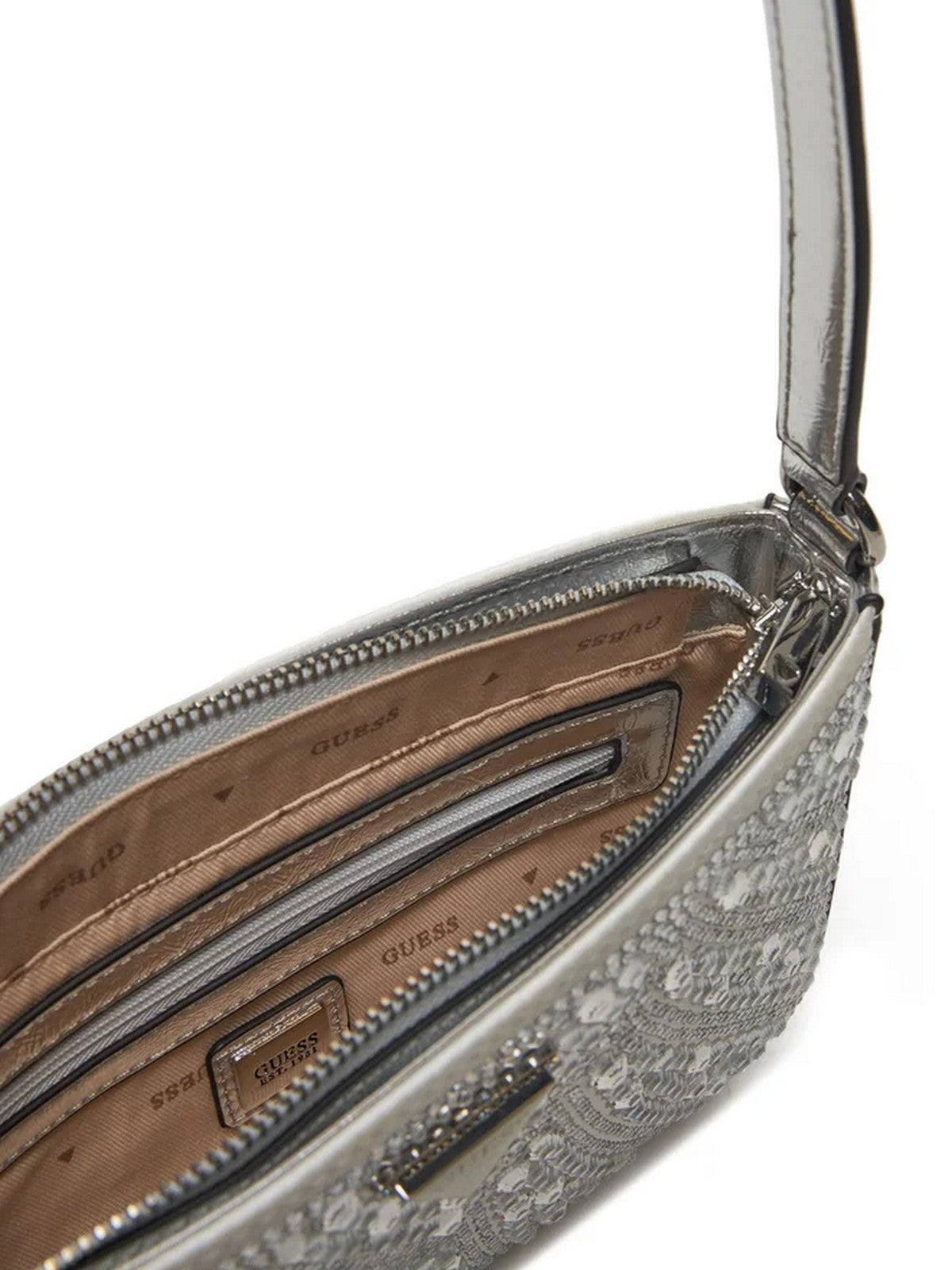 GUESS Borsa Donna BEAUVOIR MINI TOP ZIP SHDR BAG HWXY95 28720 SIL Argento gioboutiqueweb