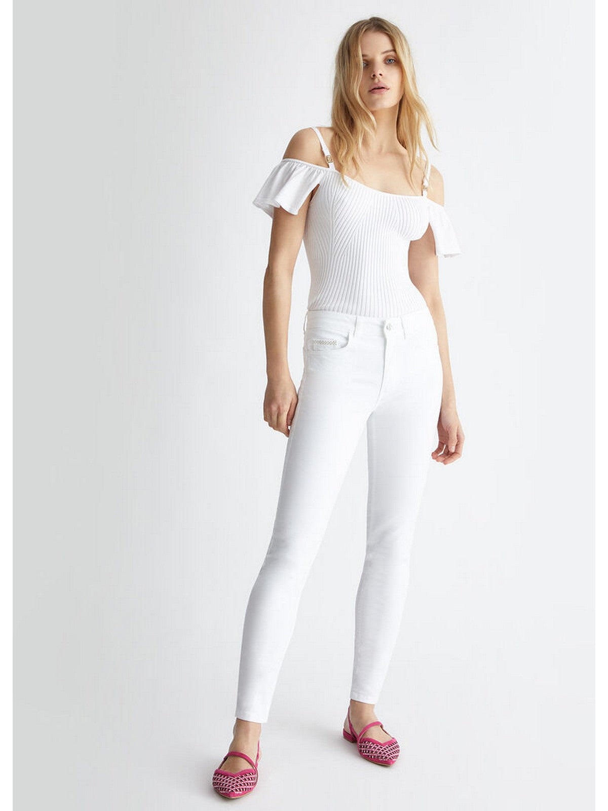 Liu Jo Blue Denim Woman Pantalone UA4013T3546 11111 White