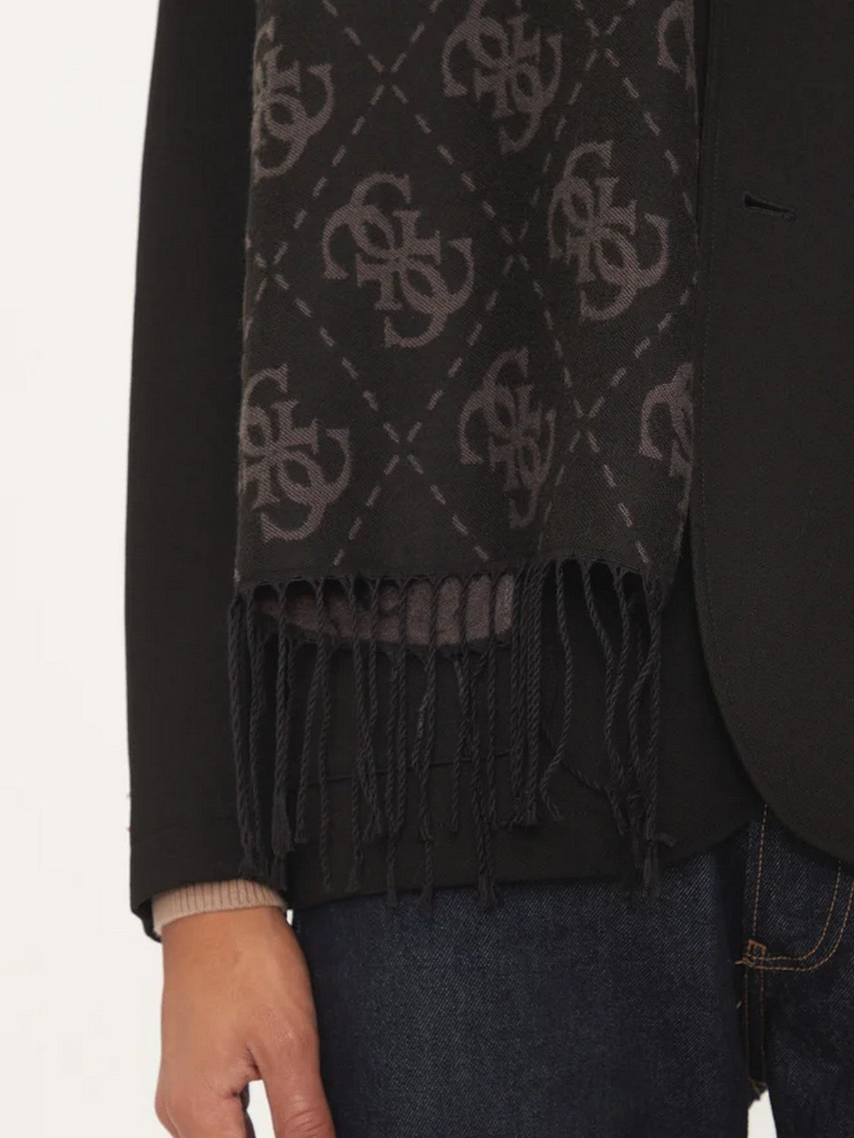 GUESS Sciarpa Uomo MITO SCARF JAQUARD 38X190 AM9457 VIS03 BLA Nero gioboutiqueweb