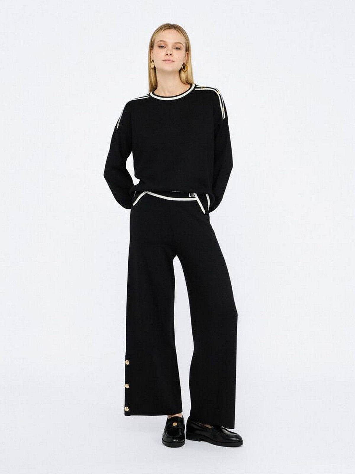 LIU JO SPORT Pantalone Donna TF5252MS59L 03N66 Nero/bianco latte