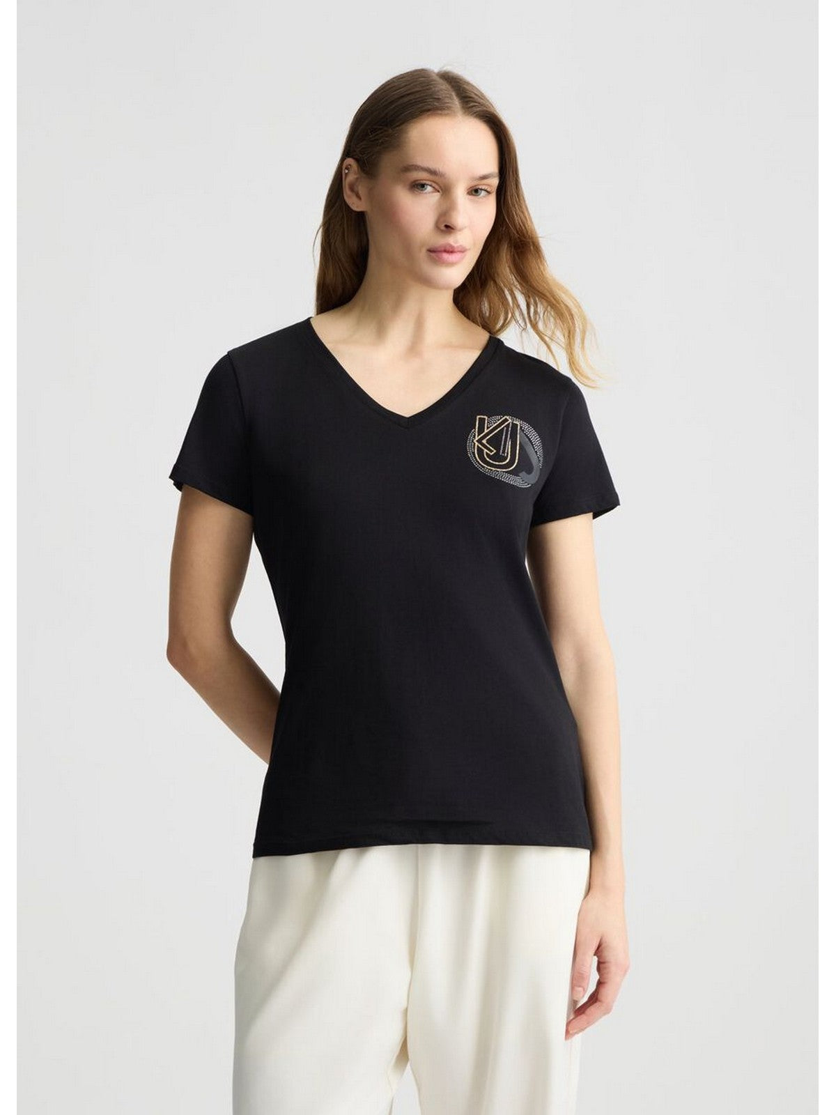 LIU JO SPORT T-shirt Donna TA5179J6040 M9178 Nero LJ circle