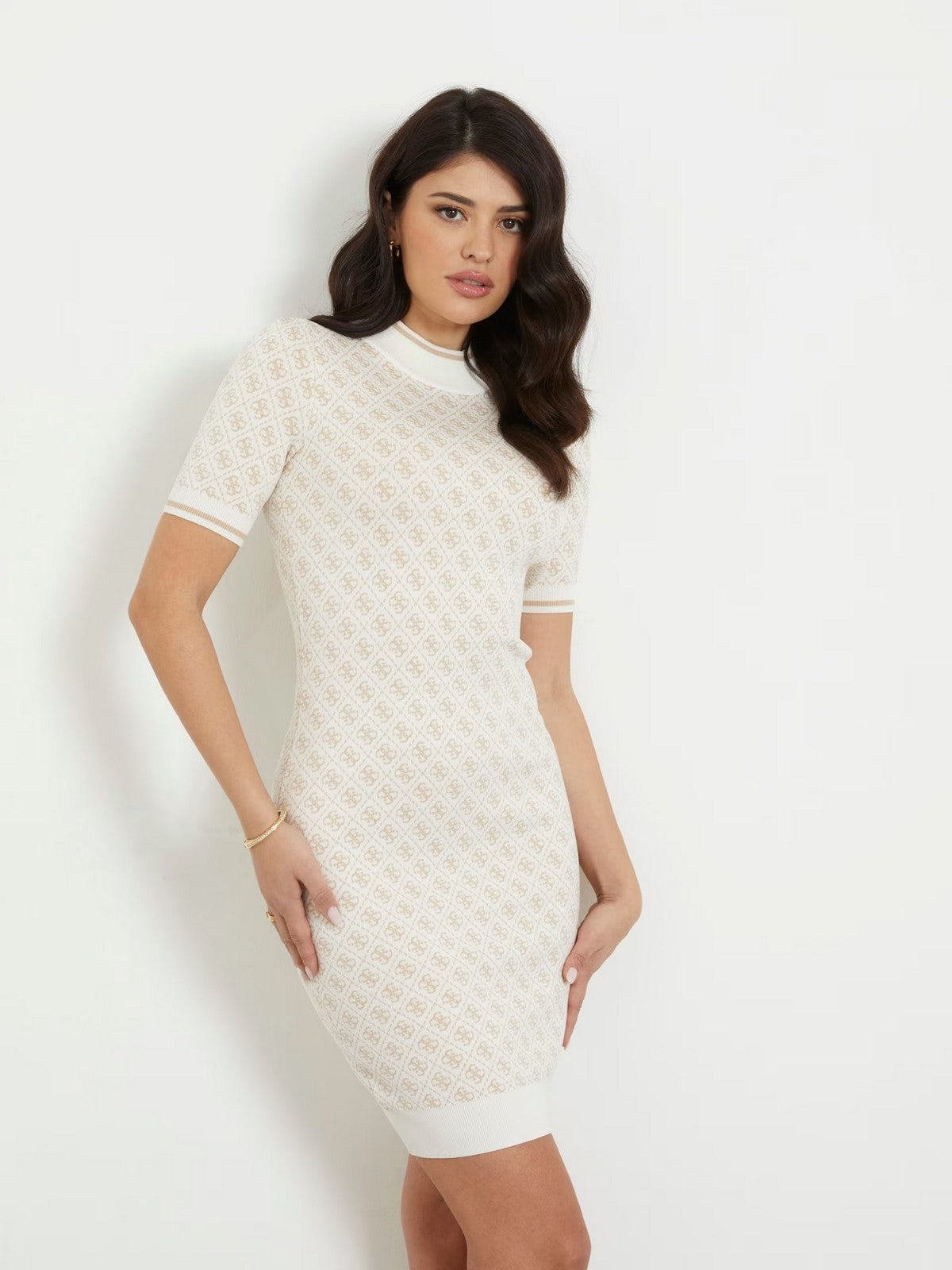GUESS Abito Donna SS LISE 4G LOGO SWTR DRESS W3YK39 Z37K0 F1GL Beige gioboutiqueweb