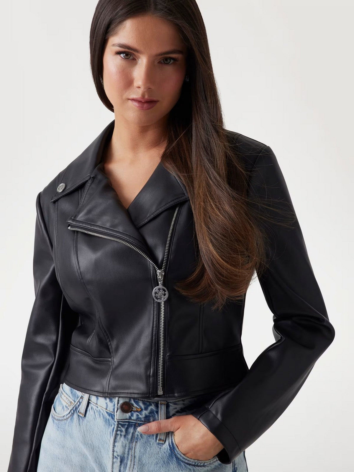 GUESS Giubbino Donna CLEMENCE PU LEATHER JACKET W5RL22 WE480 JBLK Nero gioboutiqueweb