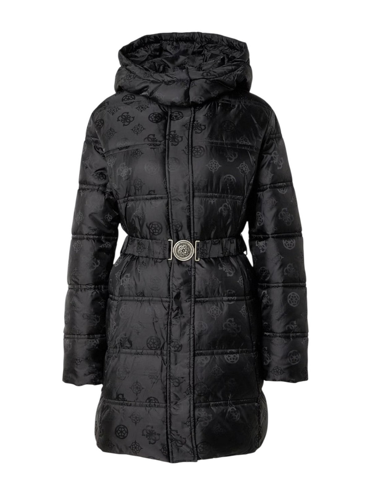 GUESS Piumino Donna IMMA LOGO MIDI PUFFER W5BL44 W2912 JBLK Jet Black A996