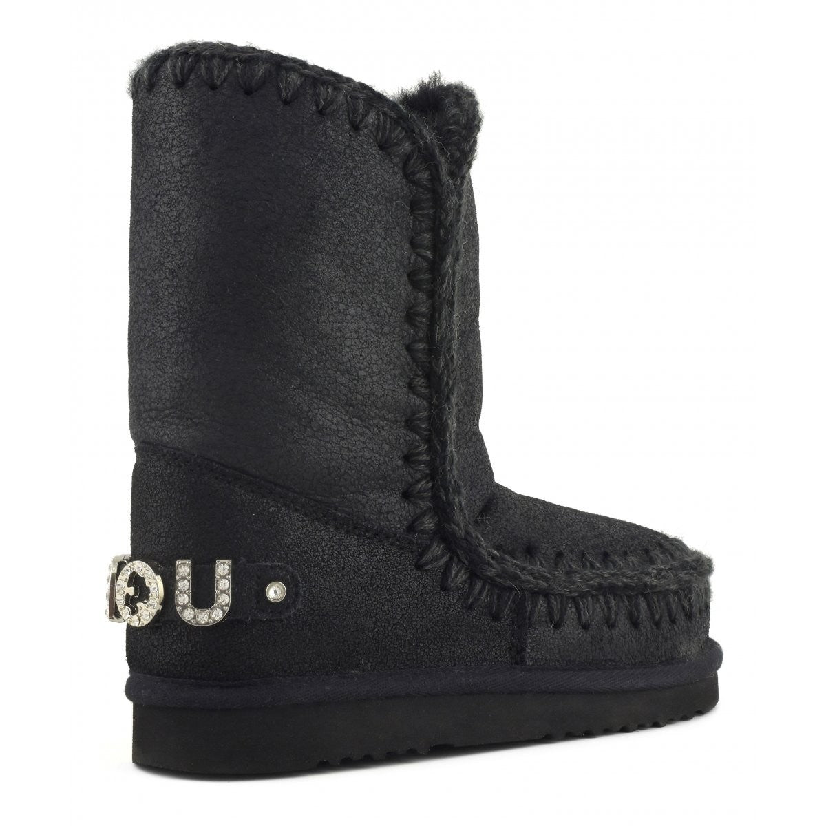 MOU Stivali e Stivaletti Donna Eskimo 24 rhinestones logo MU.FW101037B CBKG Cracked Black