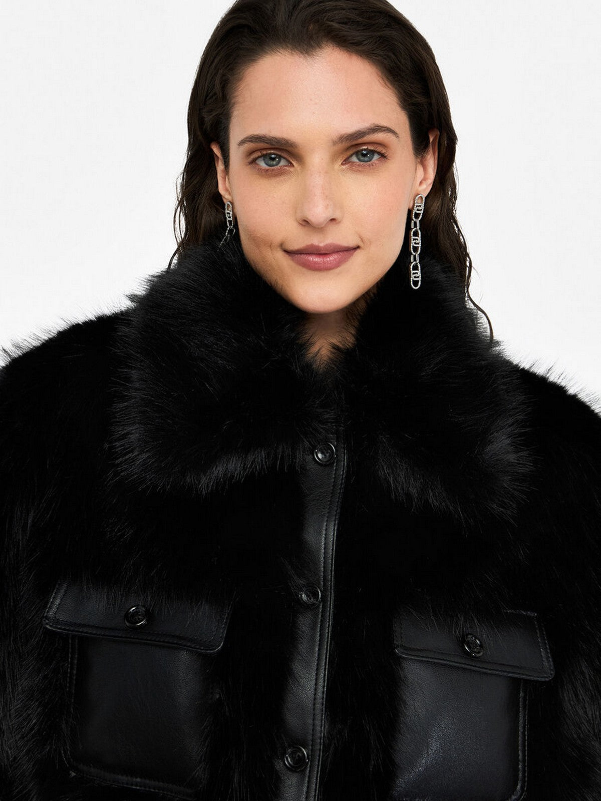 LIU JO BLACK Pelliccia Donna CF5185E1037 22222 Nero