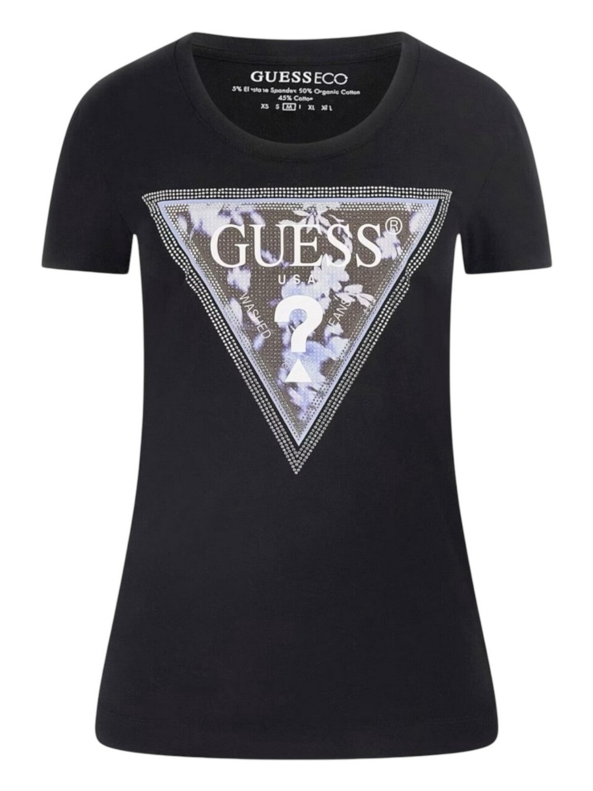 GUESS T-shirt Donna SS CN TRIANGLE FLOWER TEE W5RI00 J1314 JBLK Nero gioboutiqueweb
