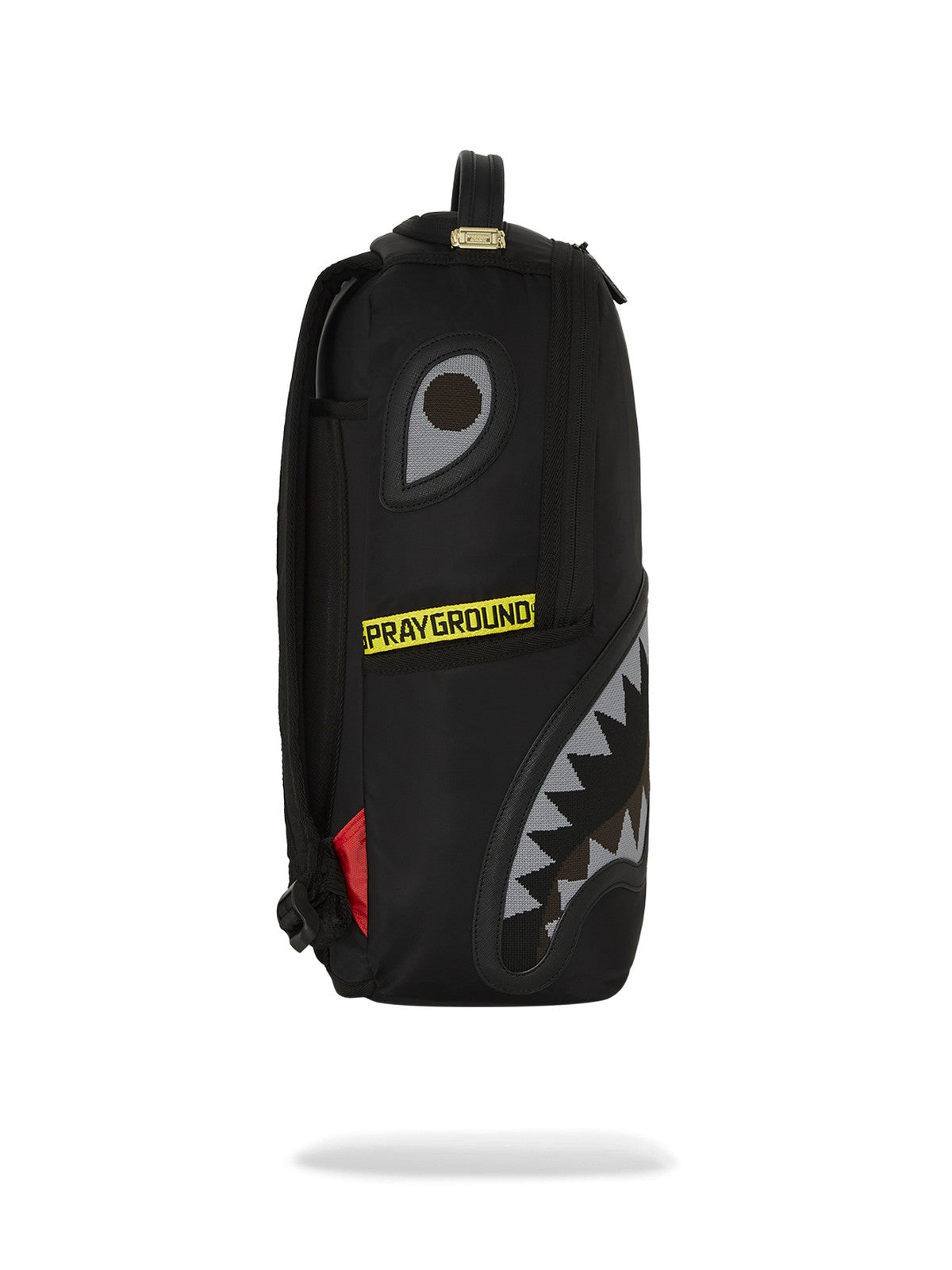 SPRAYGROUND Zaino Uomo SHARK CENTRAL YELLOW TAPE DLX SATIN BACKPACK 910B7736NSZ Nero gioboutiqueweb