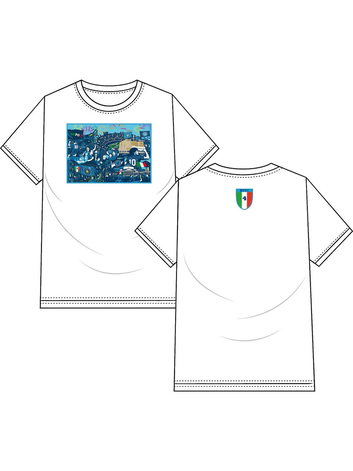 MOVE be different T-shirt Uomo T-SHIRT NAPOLI 05 DIEGO BIANCO