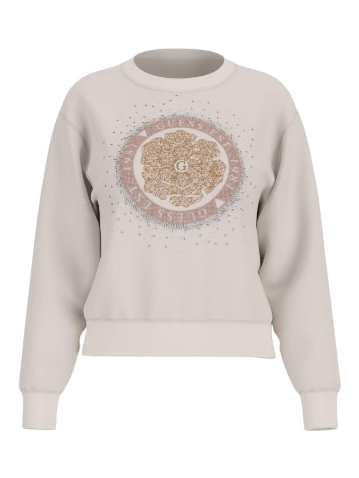 GUESS Felpa Donna CN PEONY LOGO FLEECE W5RQ05 K7EX1 G012 Bianco gioboutiqueweb