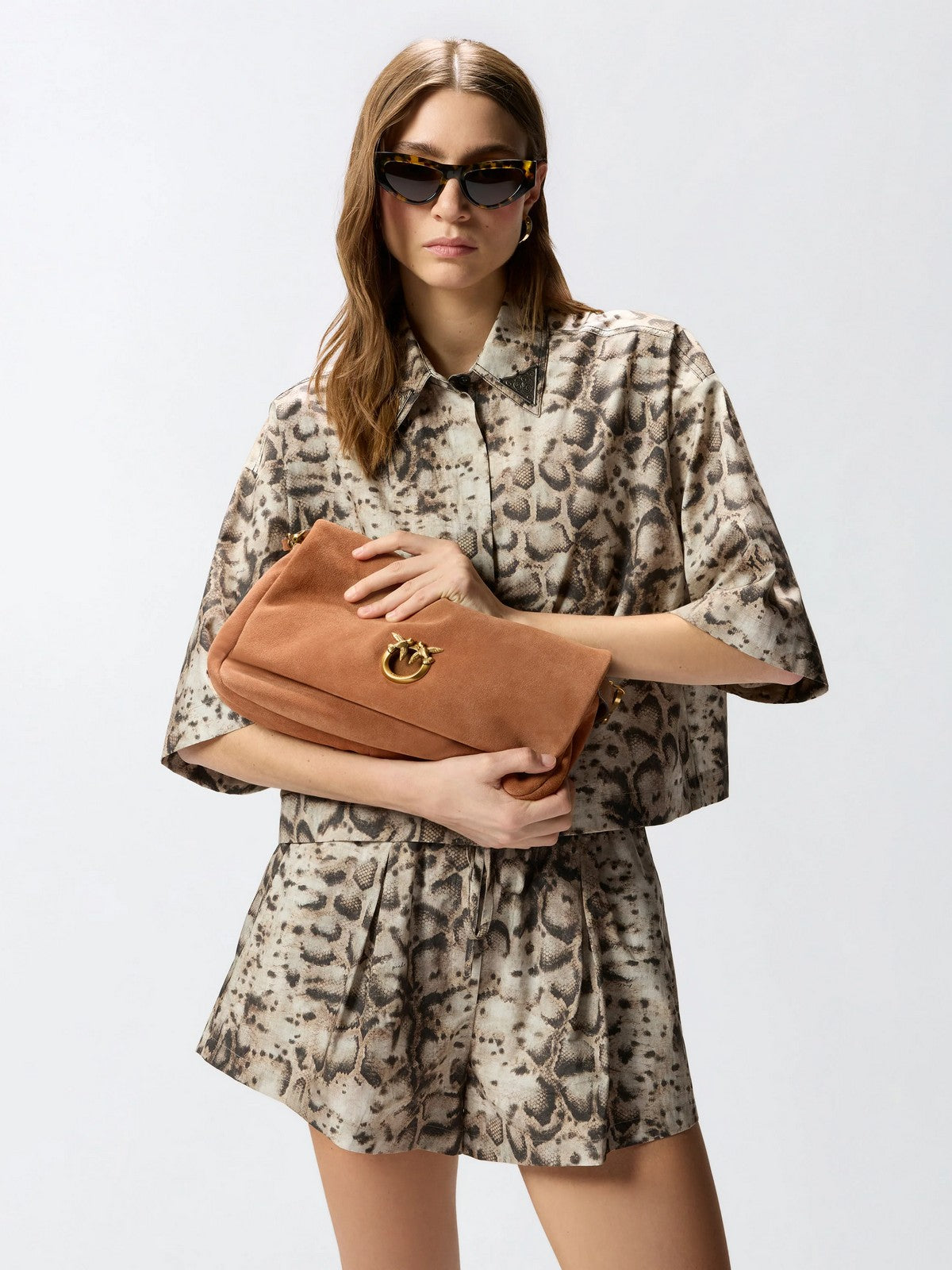 PINKO Borsa Donna CLICK SOFT HORIZONTAL HANDLE C 106178-A0F6 L17Q MARRONE - LEONE-ANTIQUE GOLD