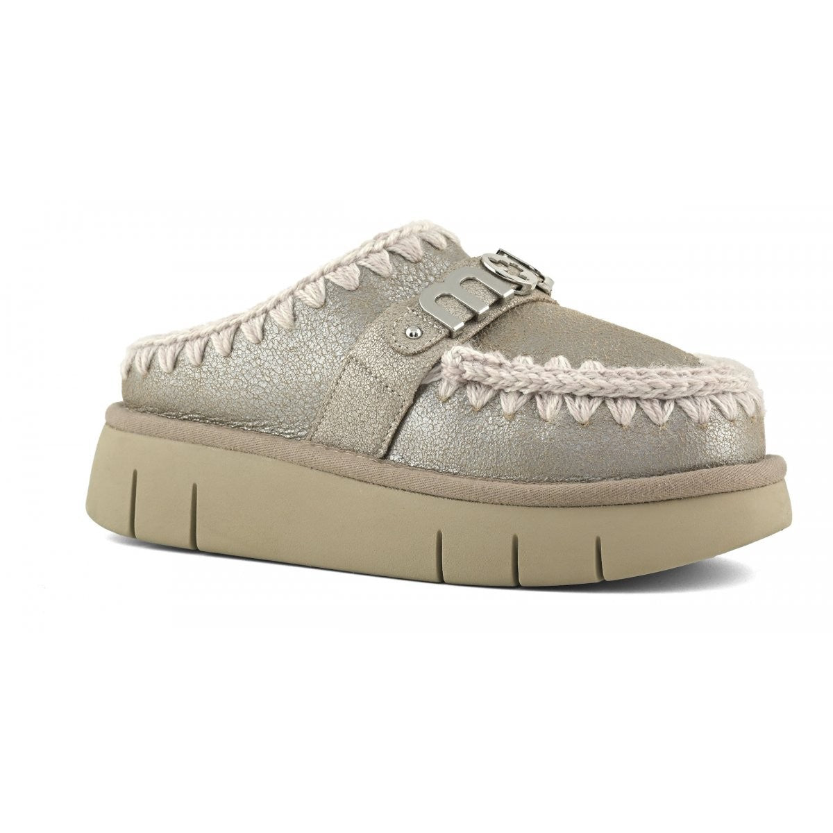 MOU Ciabatta Donna Bounce clog special leather - MU.FW531001B STME Stone Metalic