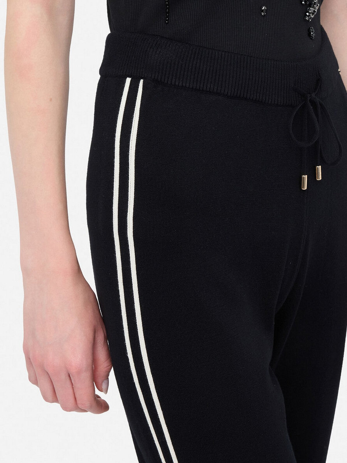 LIU JO SPORT Pantalone Donna TF5029MS49I 03N66 Nero/bianco latte