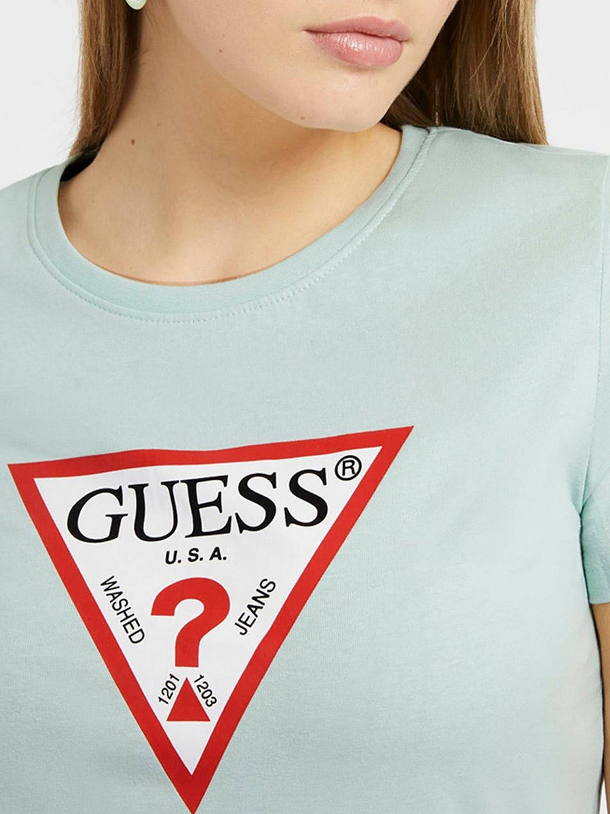 GUESS T-shirt Donna SS CN ORIGINAL TEE W1YI1B I3Z14 G8DD Verde gioboutiqueweb