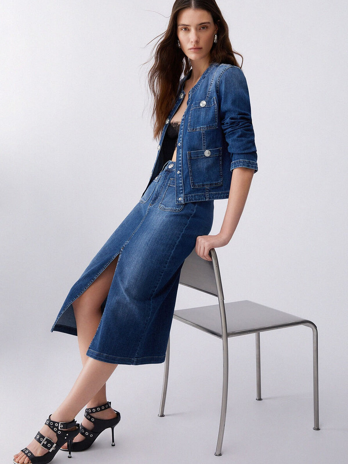 LIU JO BLUE DENIM Gonna Donna UA6259D0275 78988 Den.Blue dk.buttons