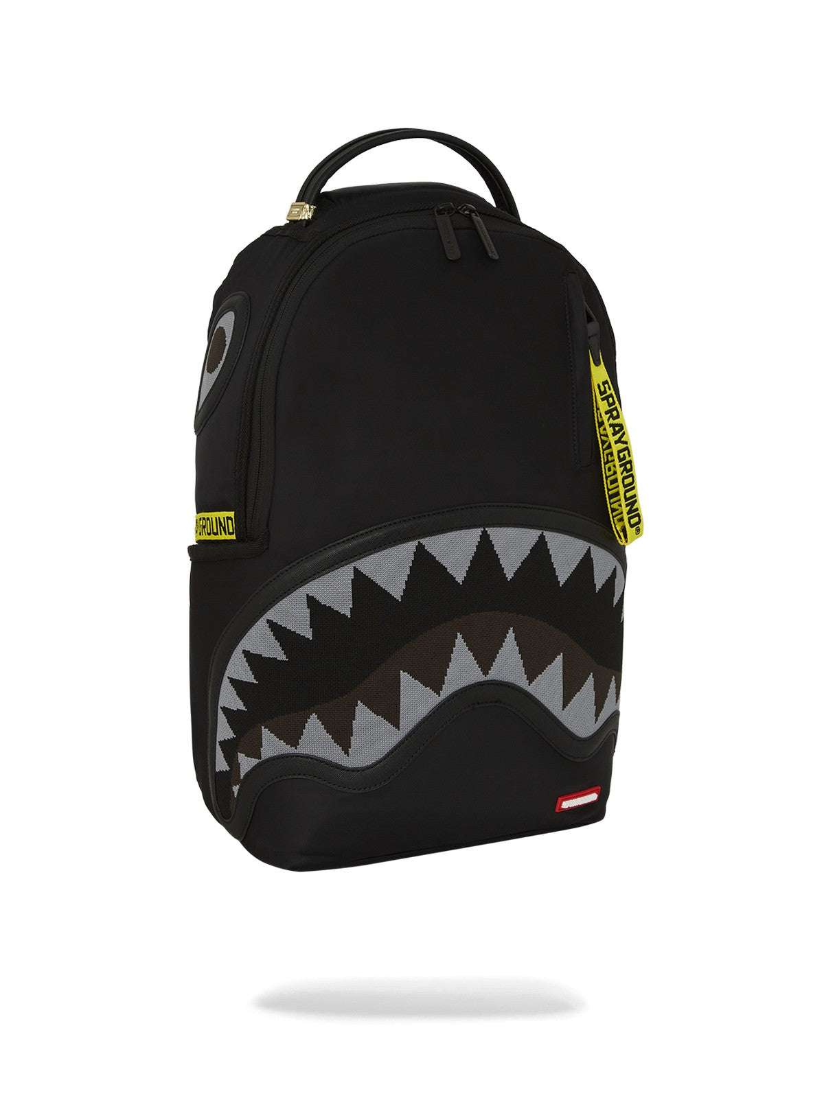 SPRAYGROUND Zaino Uomo SHARK CENTRAL YELLOW TAPE DLX SATIN BACKPACK 910B7736NSZ Nero gioboutiqueweb