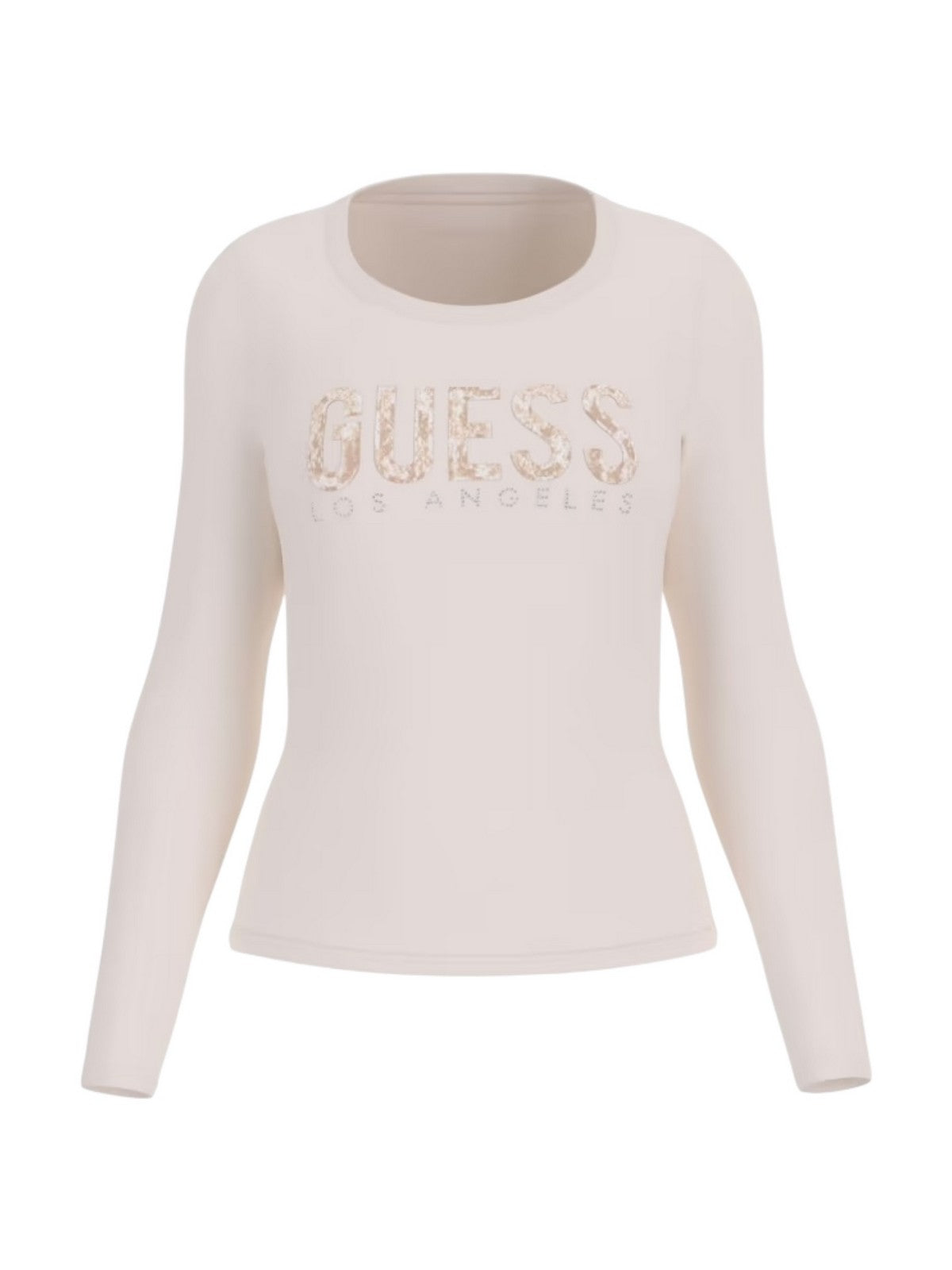 GUESS T-shirt Donna LS CN PYTHON LOGO TEE W5RI66 I3Z14 G012 CREAM WHITE gioboutiqueweb