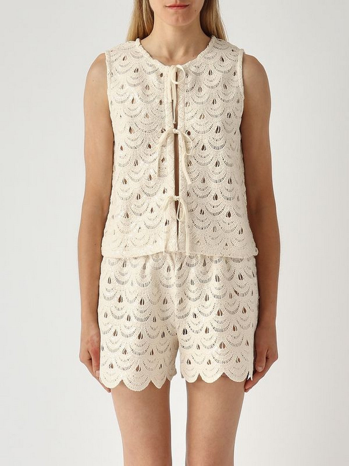 MC2 SAINT BARTH Gilet Donna VELMA 01719L CROCHET SHELL PAILLETTES 10