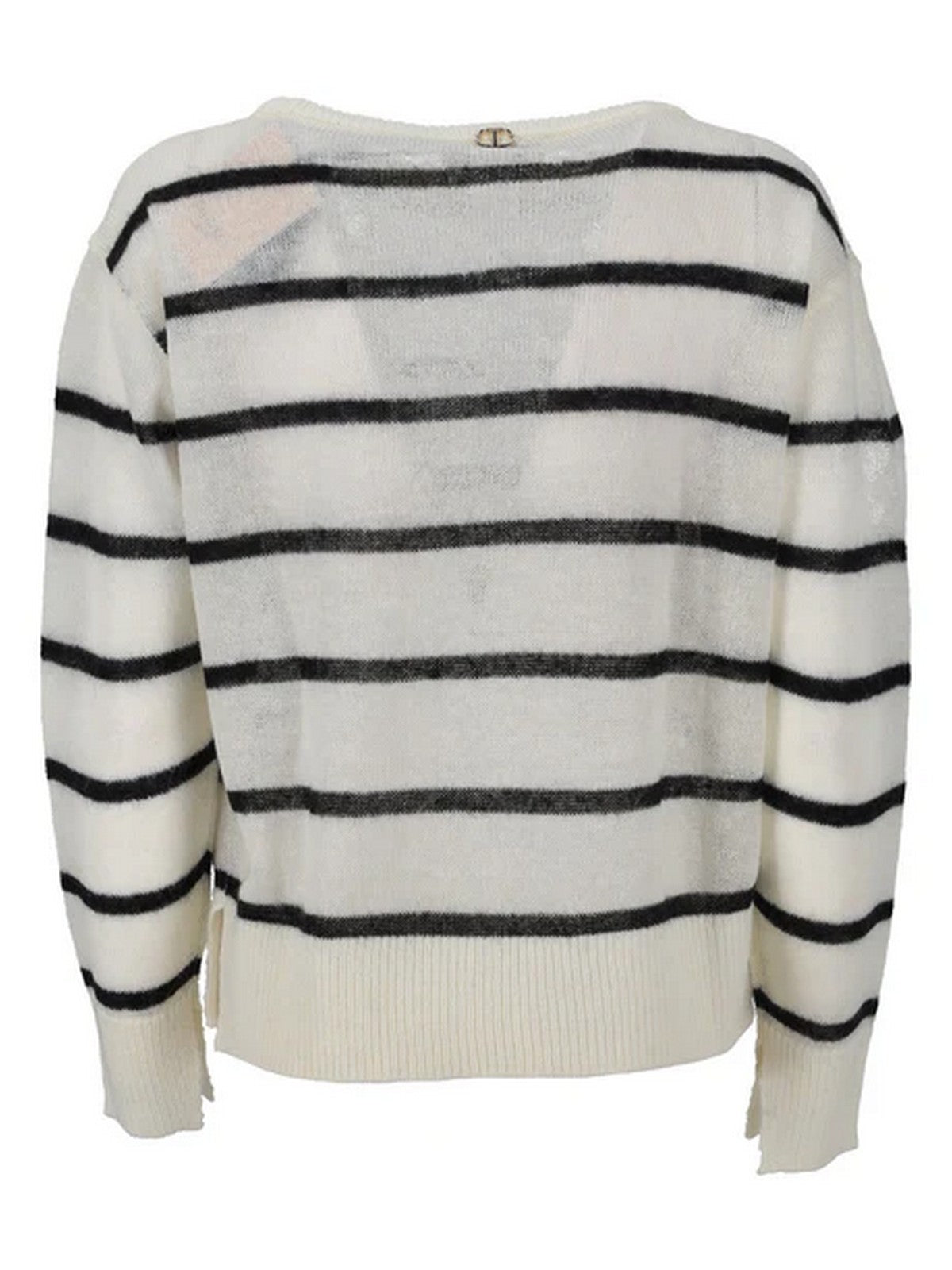 TWINSET Maglione Donna SOFT STRIPES & INTARSIA LACE 252TP3252 12755 RIGA NEVE/NERO