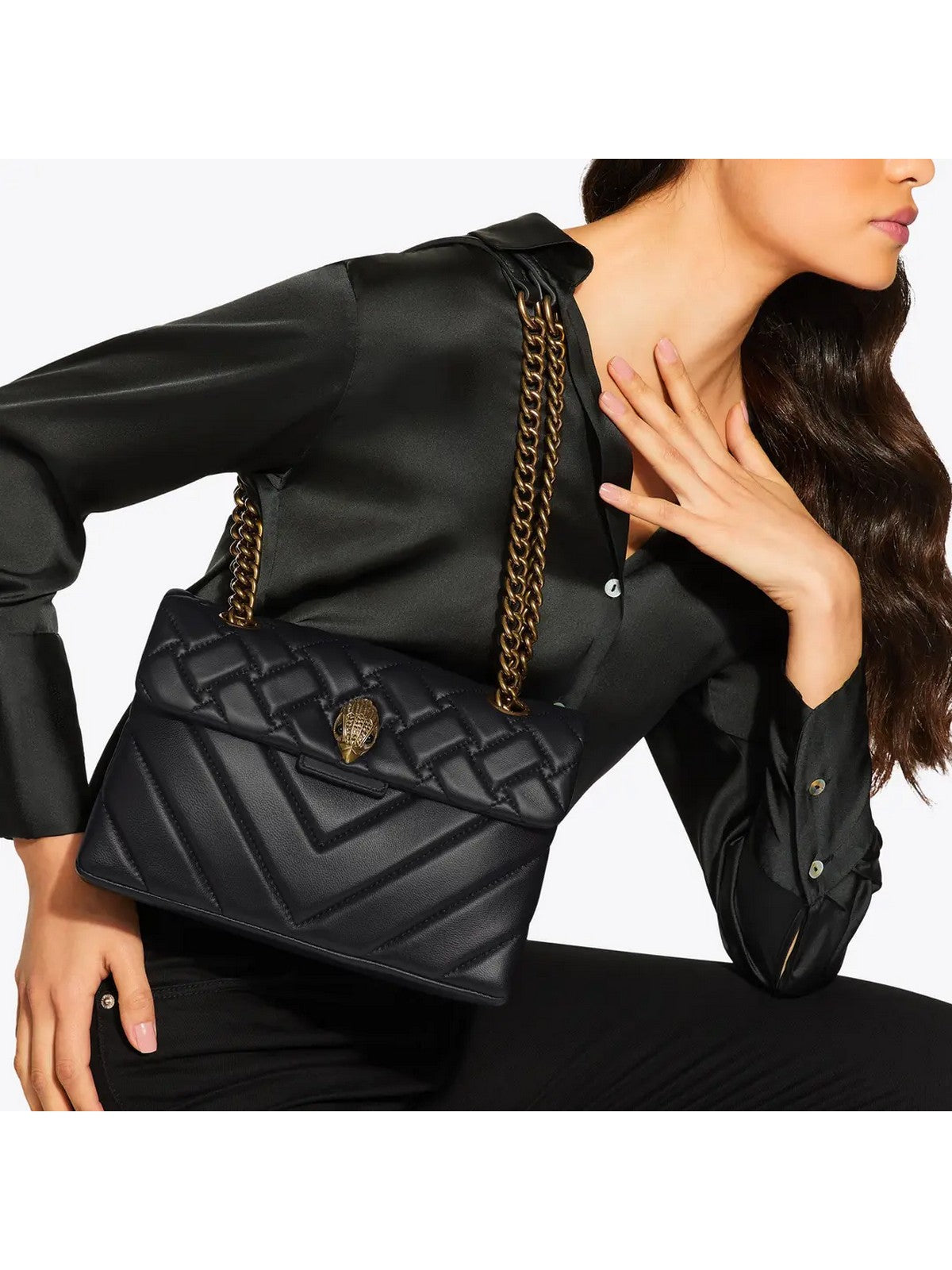 KURT GEIGER Borsa Donna LEATHER KENSINGTON X BAG 1470400109 BLACK BLACK gioboutiqueweb