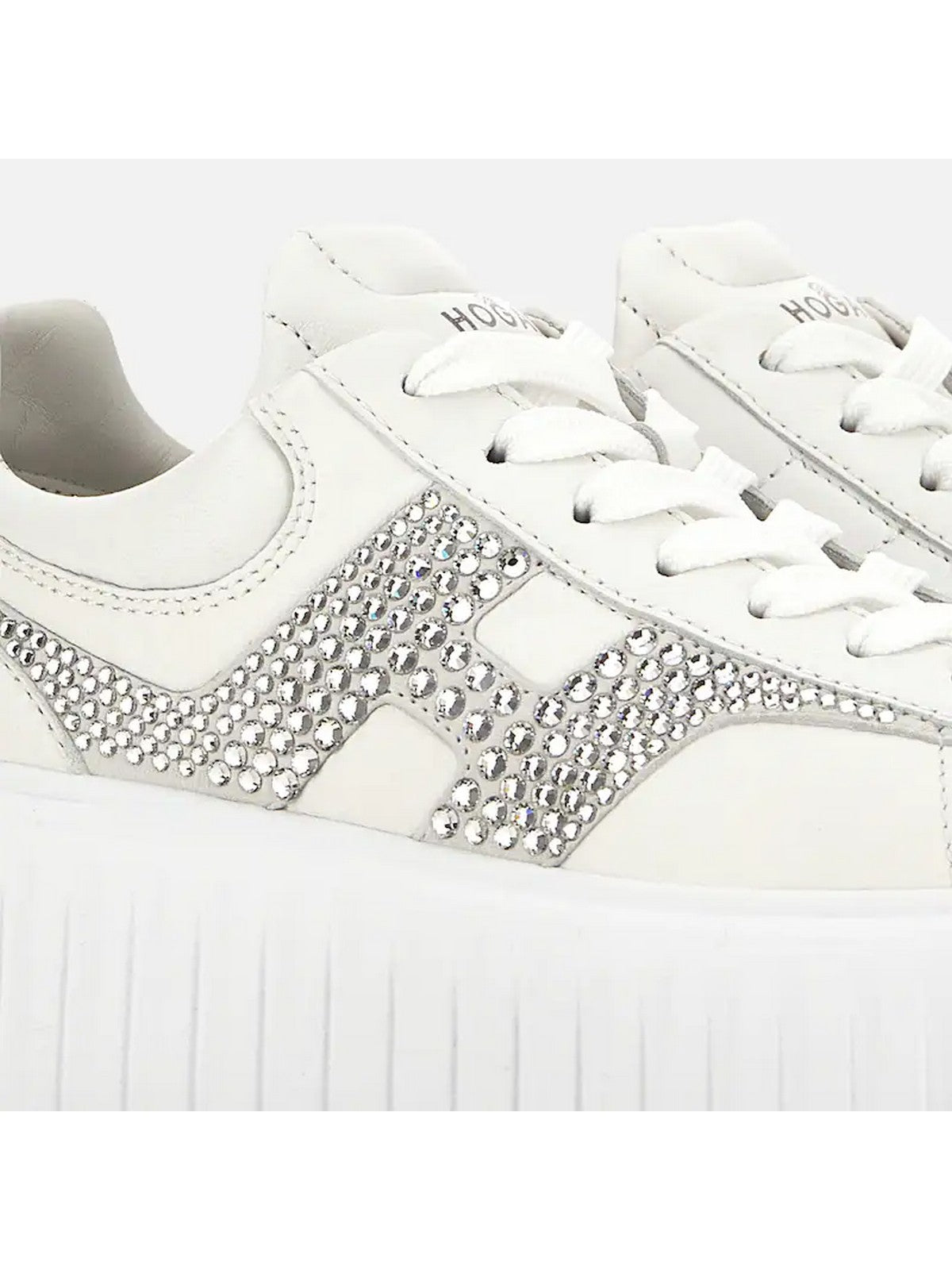 HOGAN Sneaker Donna H-STRIPES ALLACCIATO H STRASS HXW6450FO60U48B001 Bianco