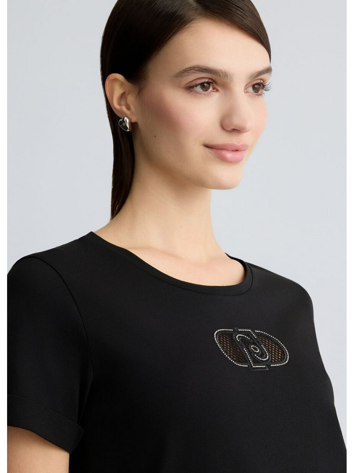 LIU JO SPORT T-shirt Donna TA5180JS923 M9308 Nero/LJ holed gioboutiqueweb