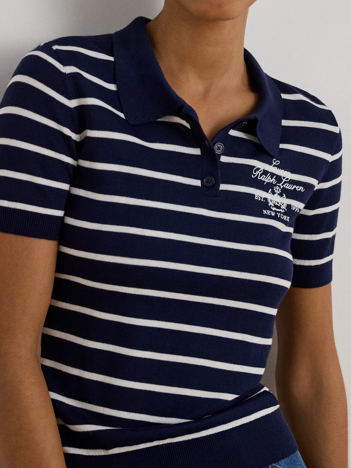 LAUREN RALPH LAUREN Polo Mujer NATRISSA-MANGA CORTA-PULLOVER 200P03506 002 REFINED NAVY/WHITE