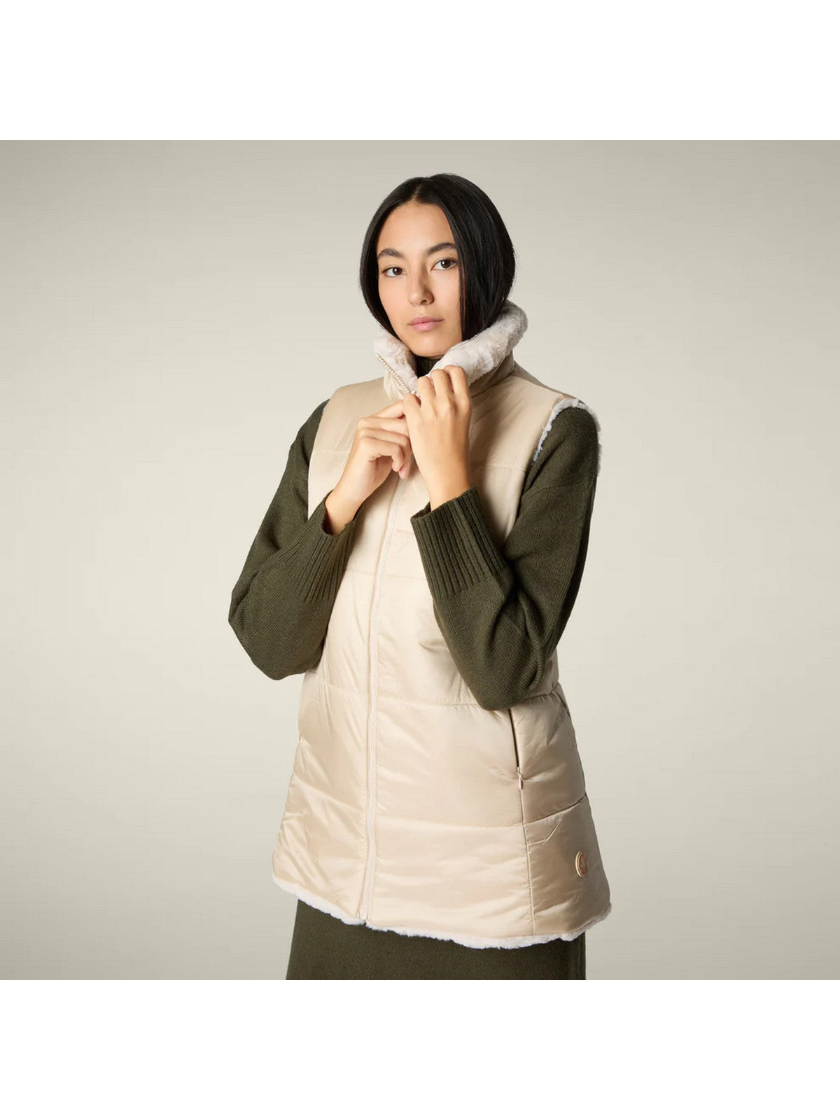 SAVE THE DUCK Gilet Donna NIVES D82493W FURY21 40034 SHORE BEIGE
