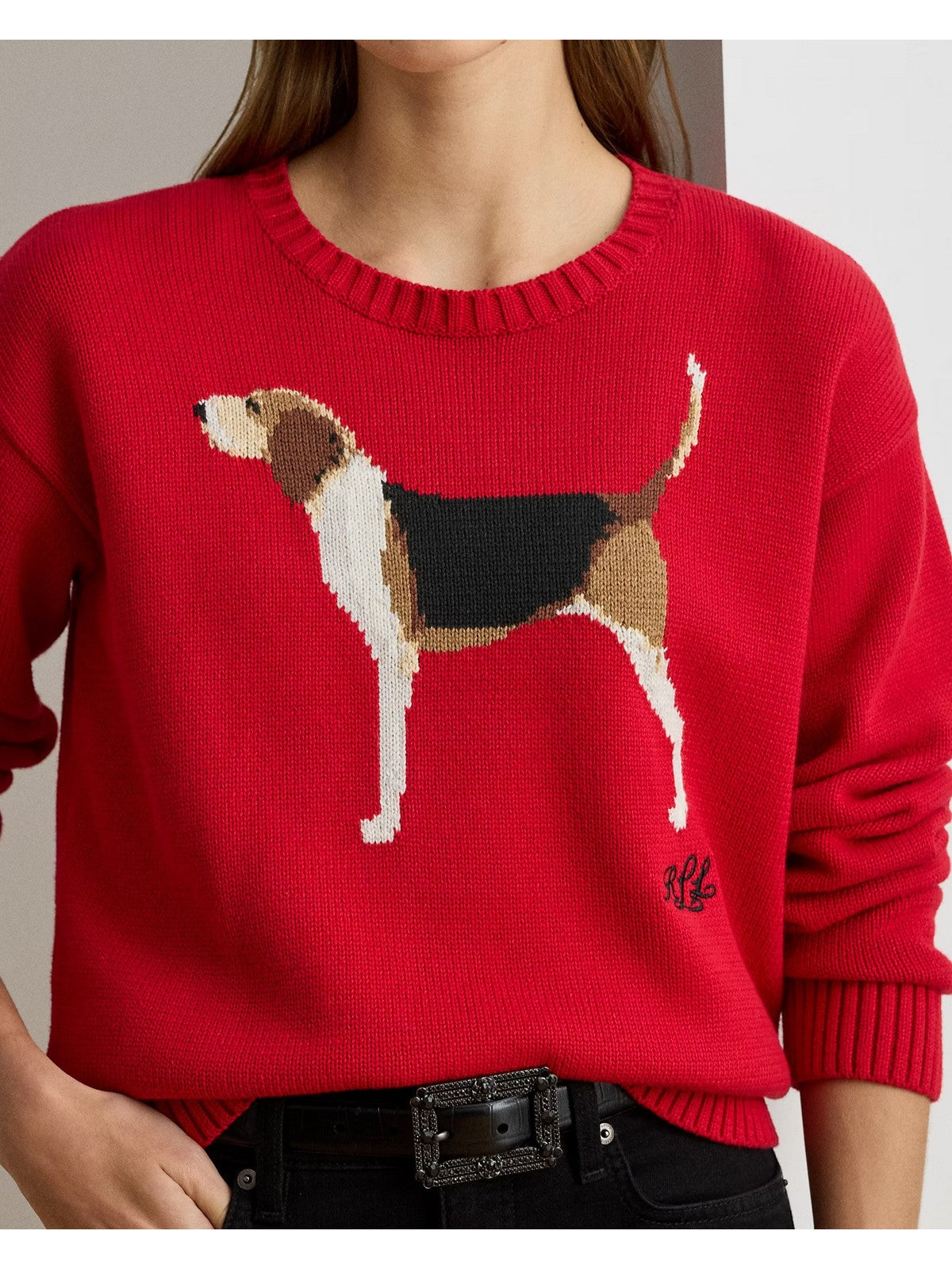 Lauren Ralph Lauren Maglione Maglione Riednee-Long manga-Plover 200979657 001 Ralph Red Multi