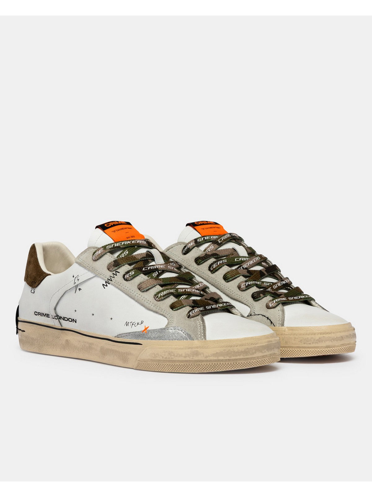 CRIME LONDON Sneaker Uomo DECONSTRUCTED MILITARY GREEN 19071PP8 10 WHITE