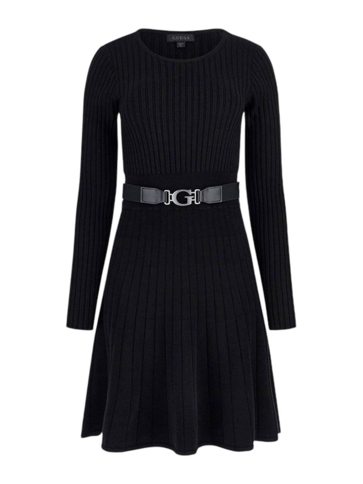 GUESS Abito Donna LS RIB PLEATED PAIGE SWTR DRS W2BK29 Z2YJ2 JBLK Nero gioboutiqueweb