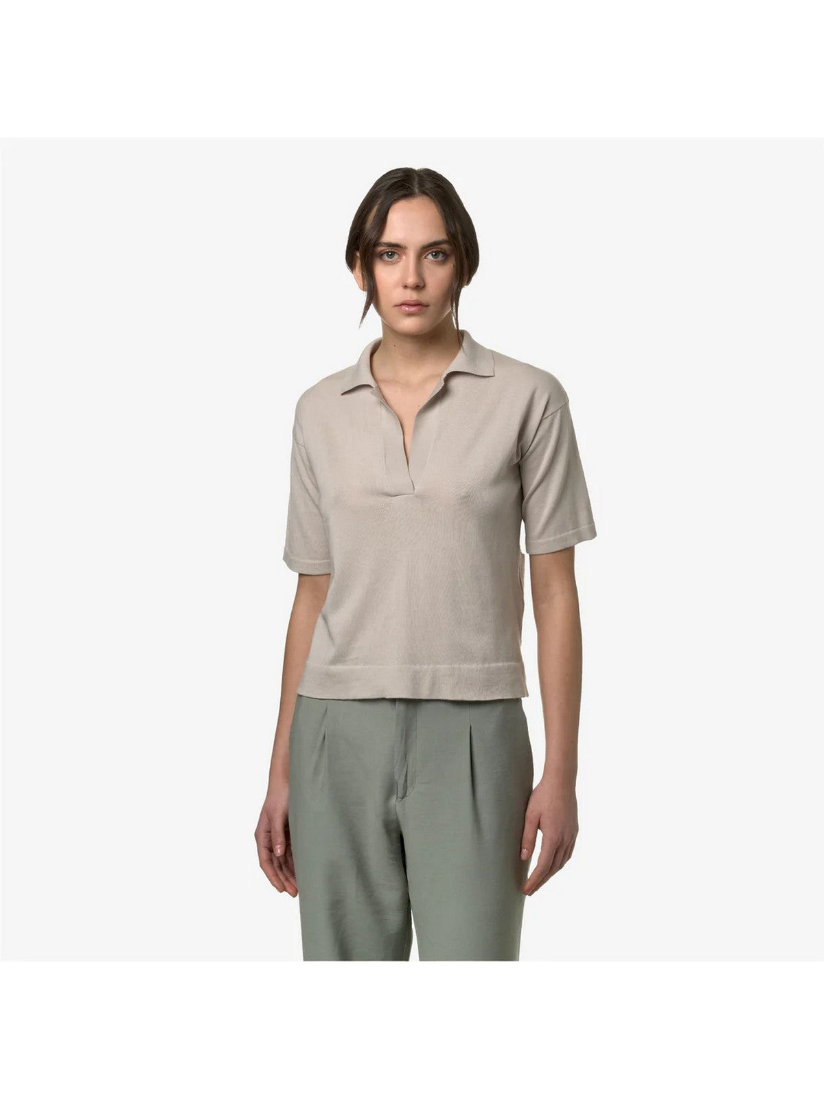 K-WAY T-Shirt e Polo Donna Marlhes K4123RW 634 Beige gioboutiqueweb