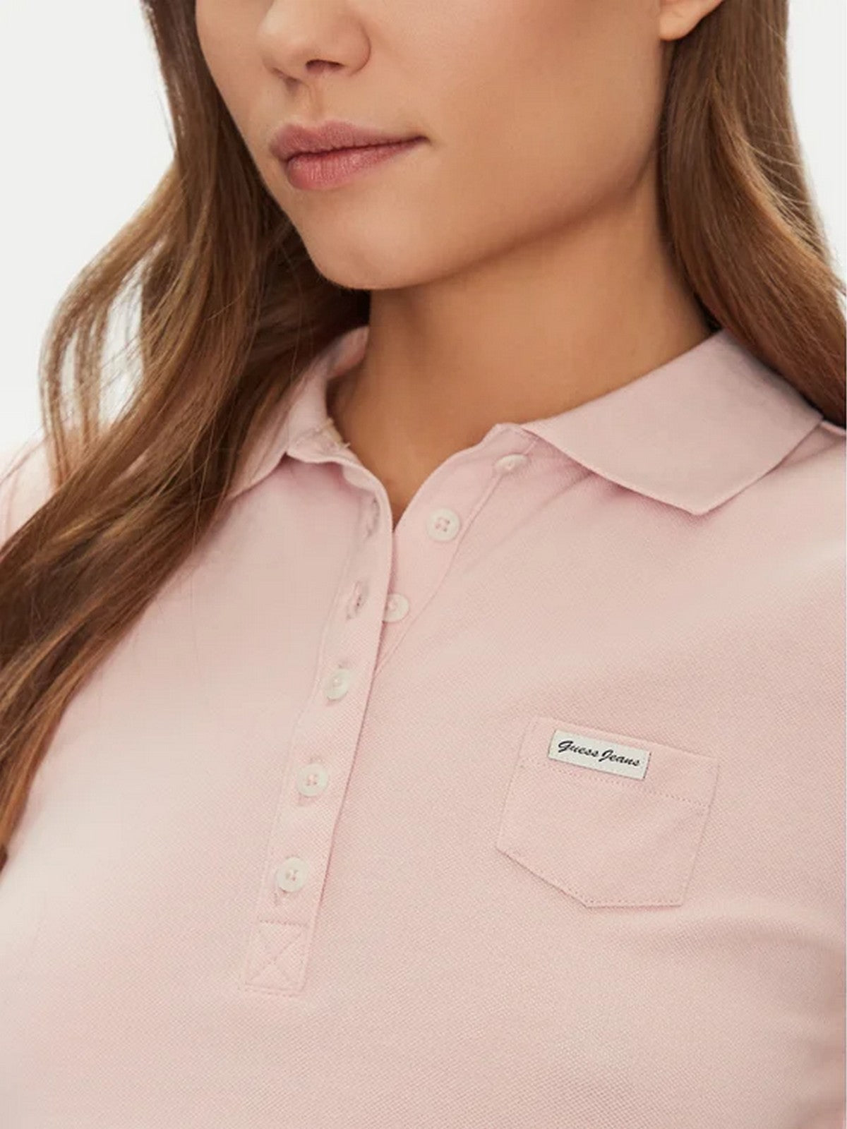 GUESS T-shirt Donna GJ SLEEVELESS COLLAR SLIM PKT W5GP24 KCYR1 G6R4 BLUSH COTTON gioboutiqueweb
