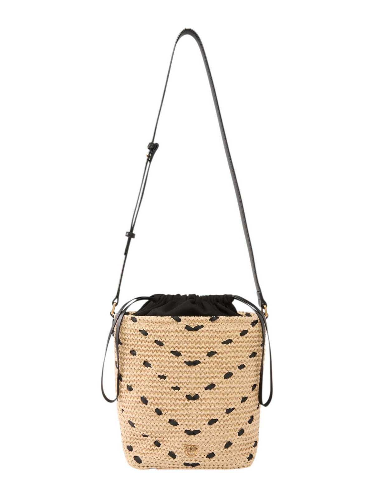 PINKO Borsa Donna BUCKET MINI CHEVRON RAFIA + VI 106835-A391 HZ3Q PAGLIA/NERO-ANTIQUE GOLD