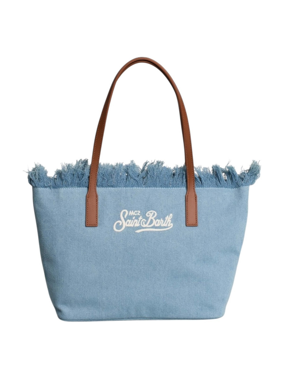 MC2 SAINT BARTH Borsa Donna CITY BAG MID FRINGE 01759L DENIM LIGHT EMB
