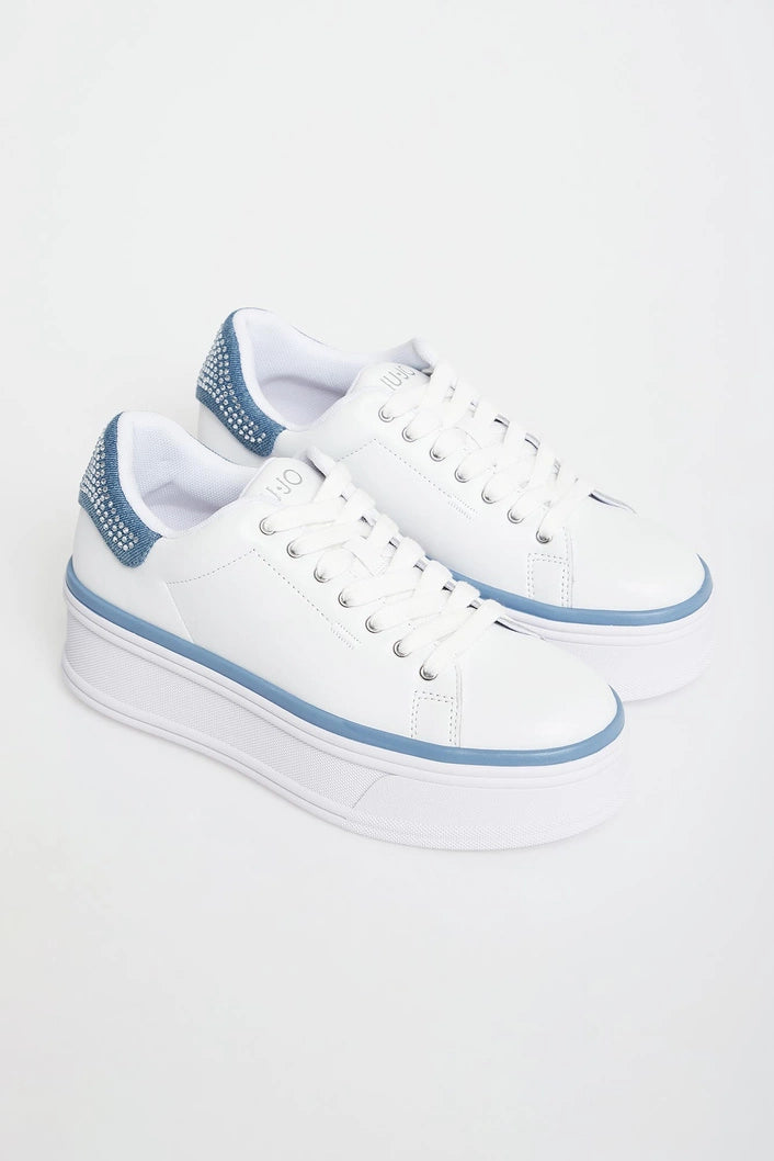 LIU JO Sneaker Donna SELMA 16 BA5101PX652 S3692 LEATHER/DENIM WHITE/DENIM gioboutiqueweb