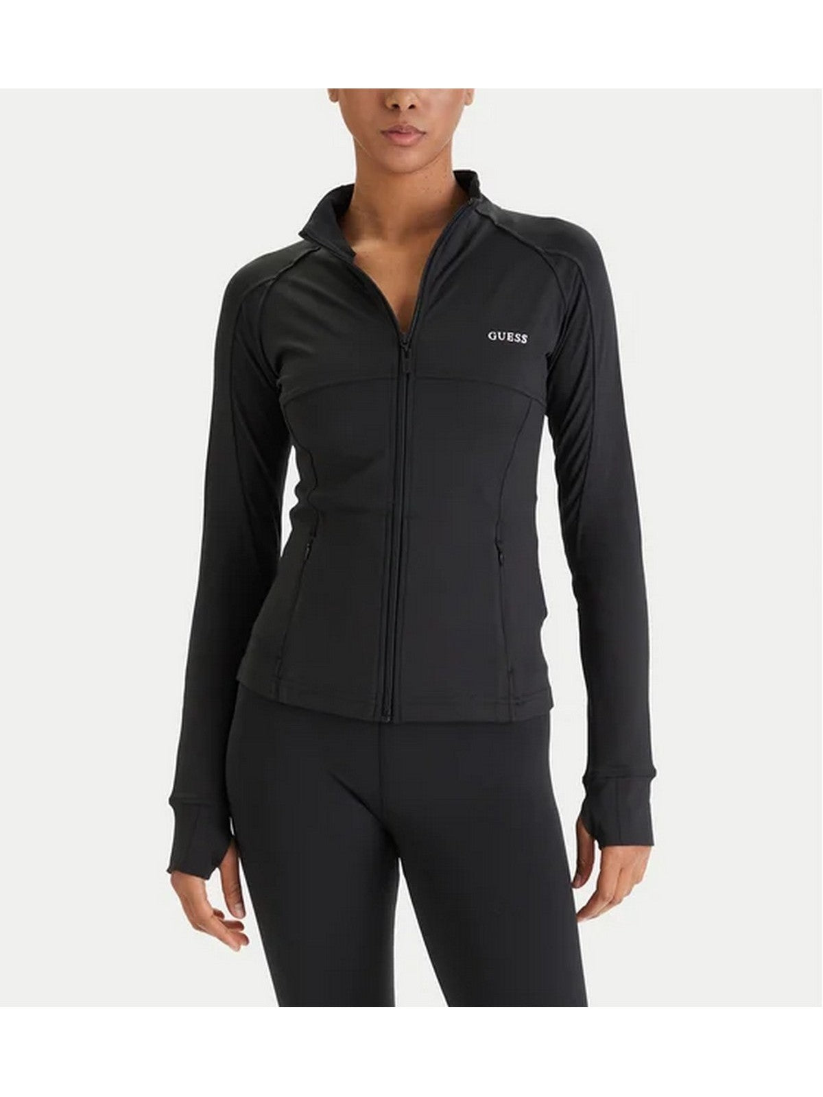 GUESS SPORT Felpa Donna MARGOT LS ZIP ACTIVE TOP V6RP15 KD952 JBLK Jet Black A996