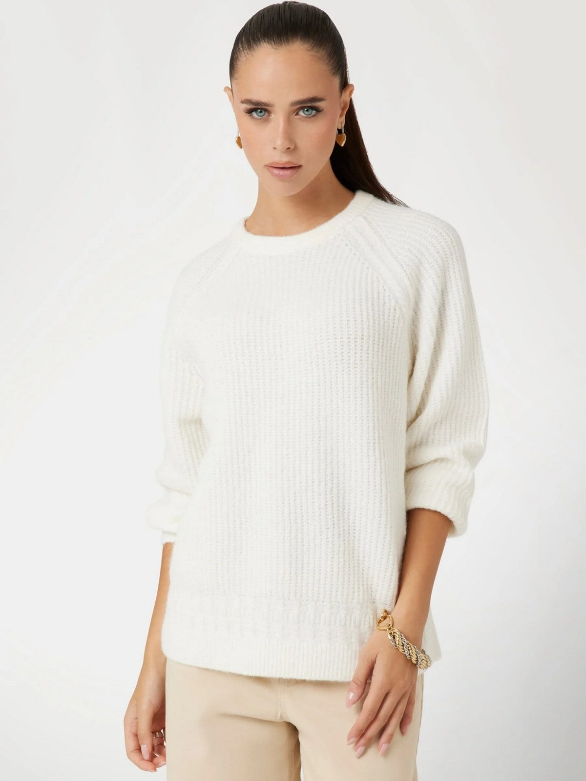 Guess Maglione Woman LS CN Cable Margot Swr W4BR0O Z3LG0 G1O6 White